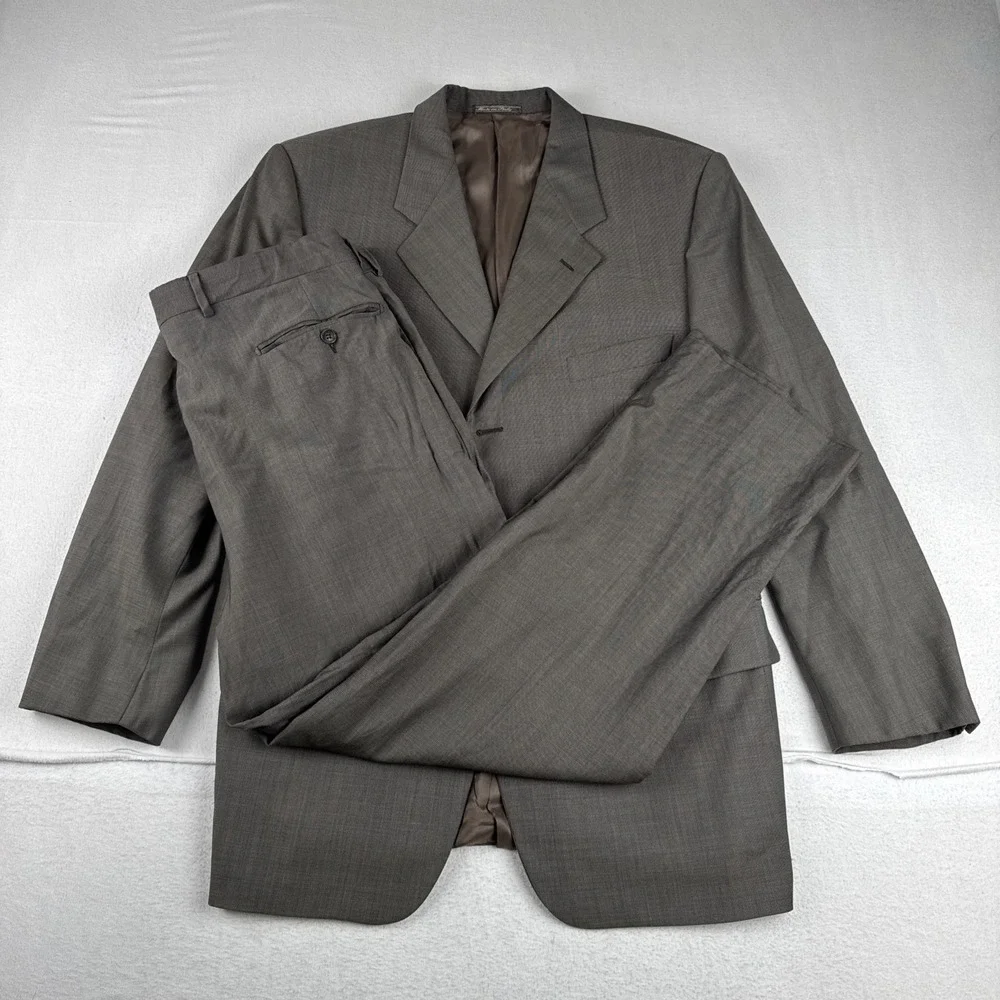 Corneliani Mens Brownish Gray Two Piece Suit 42R , Pants Fit 32*28 3 Button Wool